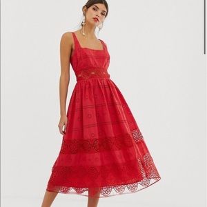 ASOS Square Neck Prom Midi Dress. Size 8.